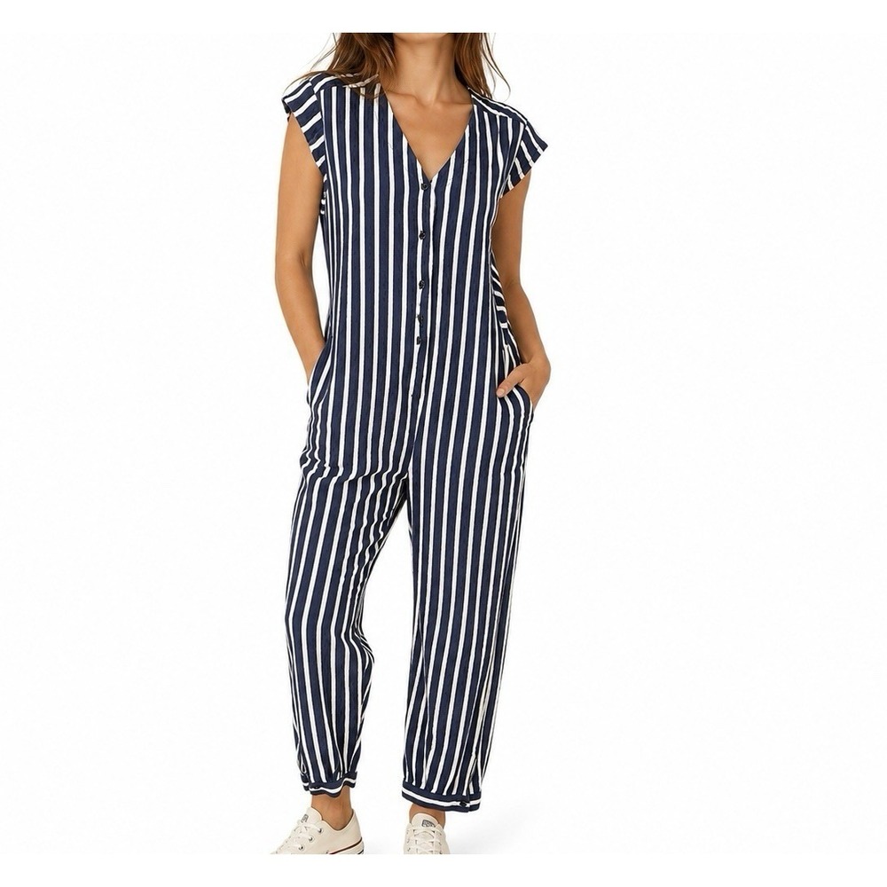 Sea New York Coastal Stripe Oversize Jumpsuit M Resort Beach Euro Summer Capsule